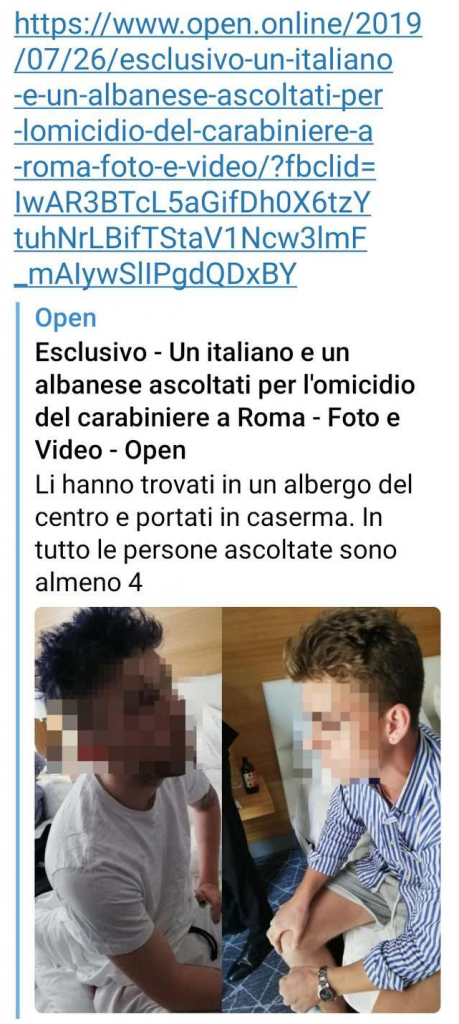 open, carabiniere accoltellato, Roma, esclusiva, Open