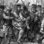 Ebrei subiscono violenze durante un pogrom in Russia, 1880