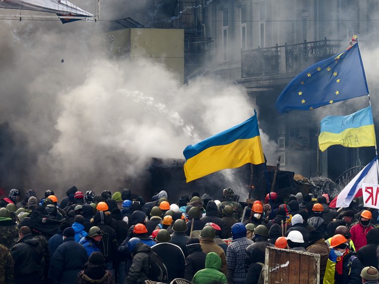 Euromaidan a Kiev. Rivolte in via Hrushevsky