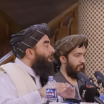 tavolo stampa dei talebani all'indomani della presa di Kabul nell'agosto del 2021