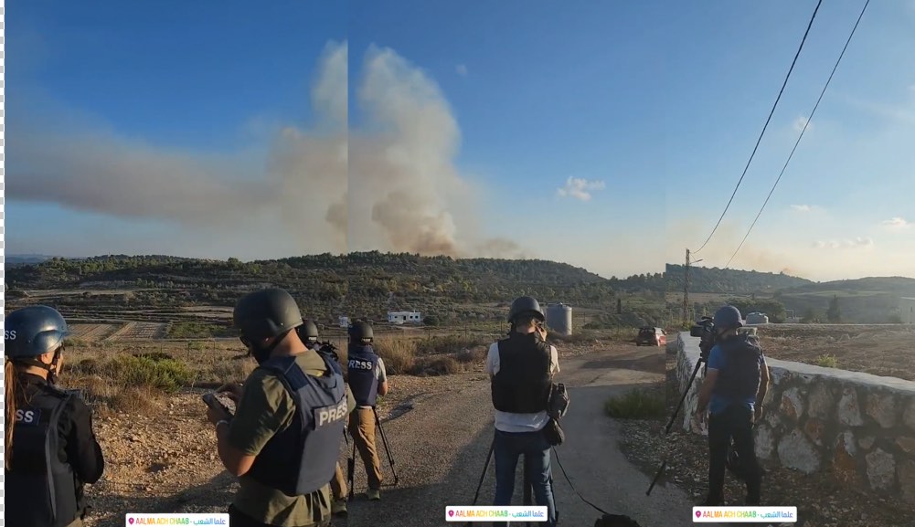 I 7 giornalisti sul posto ad Alma al-Chaab per filmare gli scontri in corso al confine tra Israele e Libano ©Account Instagram di Cristina Assi