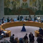 La foto della seduta delle Nazioni Unite in cui è stata approvata la risoluzione per il cessate il fuoco a Gaza.