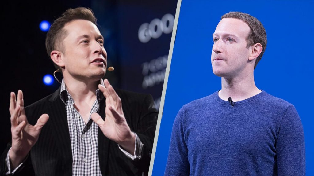 A sinistra Elon Musk, a destra Mark Zuckerberg