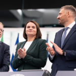 I leader dell'opposizione bielorussa Sergey Tihanovski e Sviatlana Tsikhanouskaya al Parlamento Europeo a Strasburgo