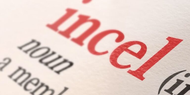 Una pagina di vocabolario con la scritta Incel in rosso