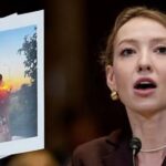 Kateryna Rashevska, esperta legale del Centro regionale per i diritti umani, mostra una fotografia di quelli che secondo lei sono bambini ucraini rapiti e portati in Corea del Nord, mentre parla durante un'audizione della sottocommissione del Senato sugli stanziamenti per “Il rapimento di bambini ucraini da parte della Federazione Russa” a Capitol Hill il 3 dicembre 2025 a Washington, DC.