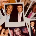 Un collage di immagini con Trump ed Epstein insieme