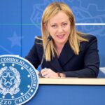 La presidente del Consiglio Giorgia Meloni durante una conferenza stampa