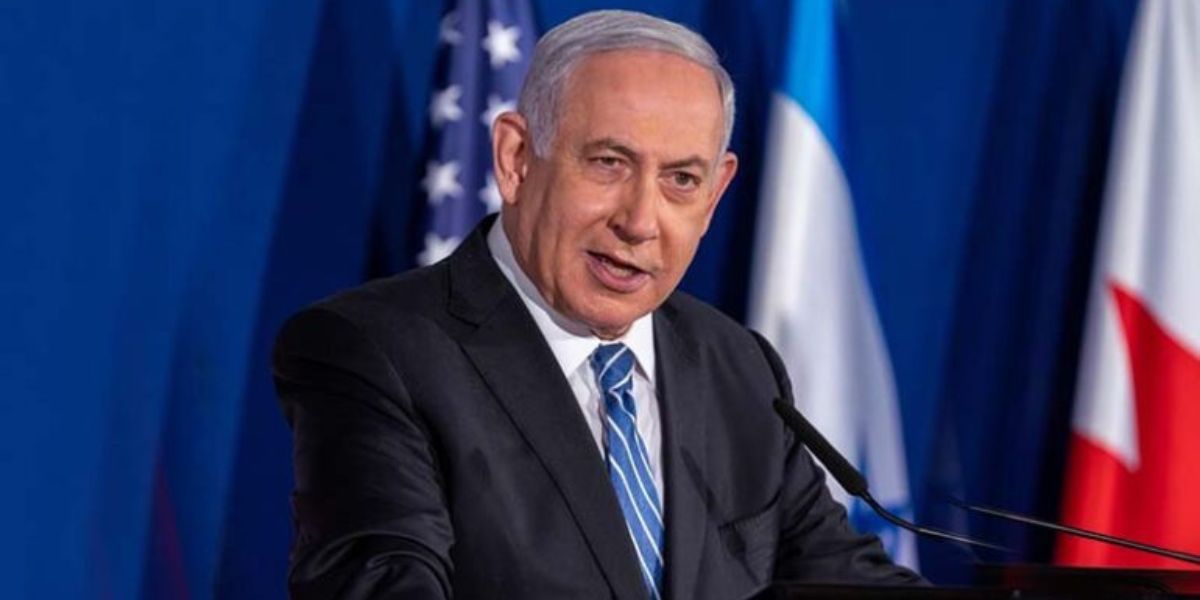 Il premier israeliano Benjamin Netanyahu durante una comunicazione ufficiale
