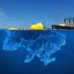 Una nave con la scritta "Z" si avvicina a una terra sempre più sommersa che è l'Ucraina