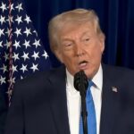 Il presidente USA Donald Trump durante la conferenza stampa in cui annuncia la cattura del presidente venezuelano Maduro