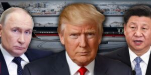 Putin e Xi ai lati, Trump al centro. Sullo sfondo: la Groenlandia