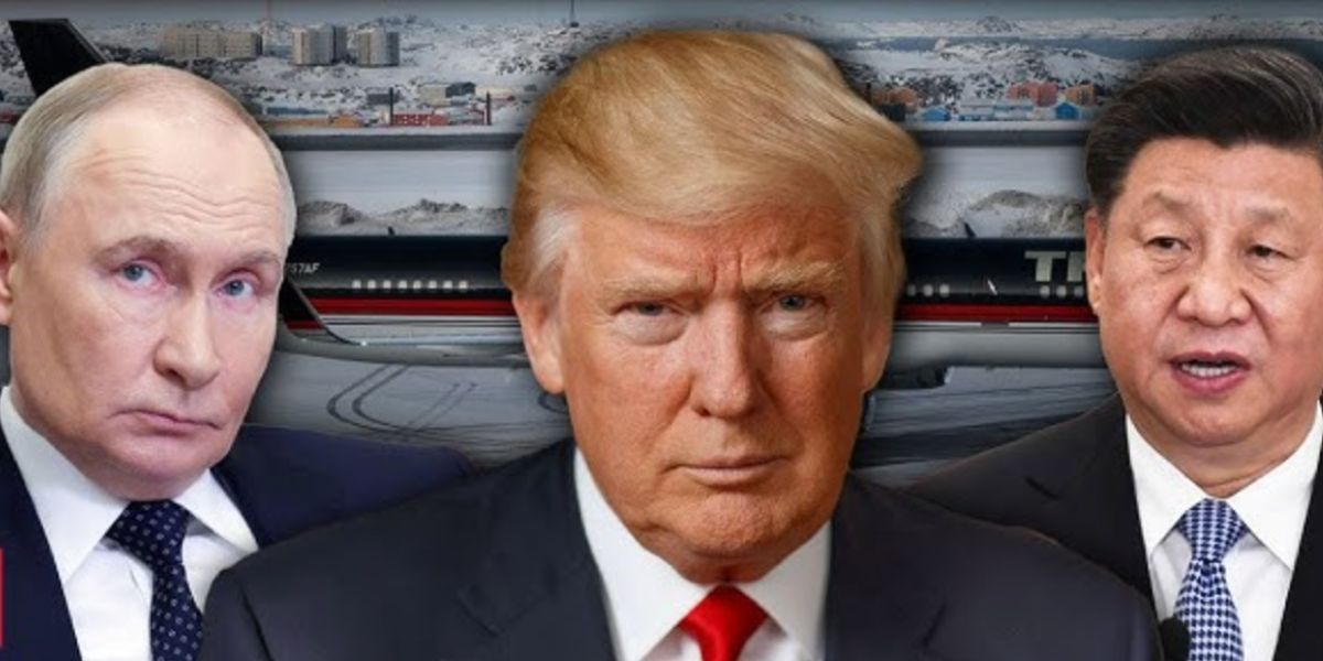 Putin e Xi ai lati, Trump al centro. Sullo sfondo: la Groenlandia